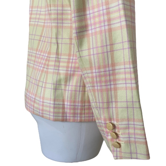 ESCADA silk plaid pink yellow blazer sz 40 - business casual - designer - SILK - Picture 12 of 16